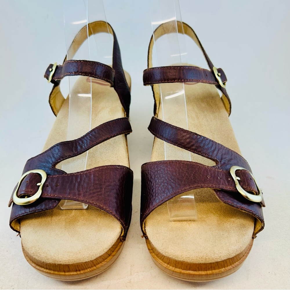 Dansko Brown Leather Ankle Buckle Sandi Clog Sandals, size 41 10.5 11 - Picture 2 of 11